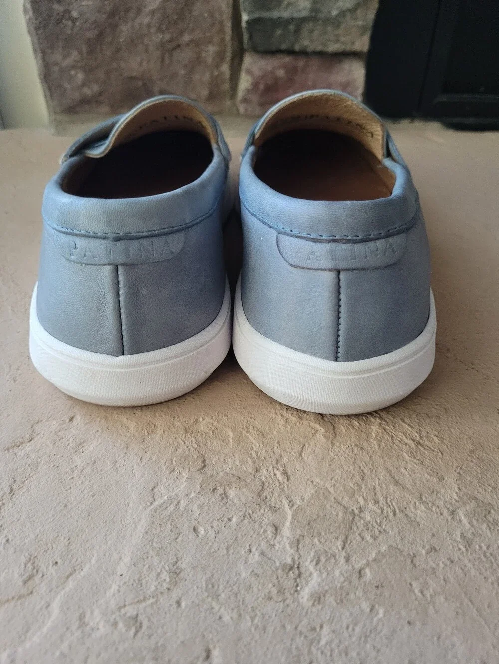 Patina Portland Leather Boardwalk Blue Penny Loafers USA Size 7.5